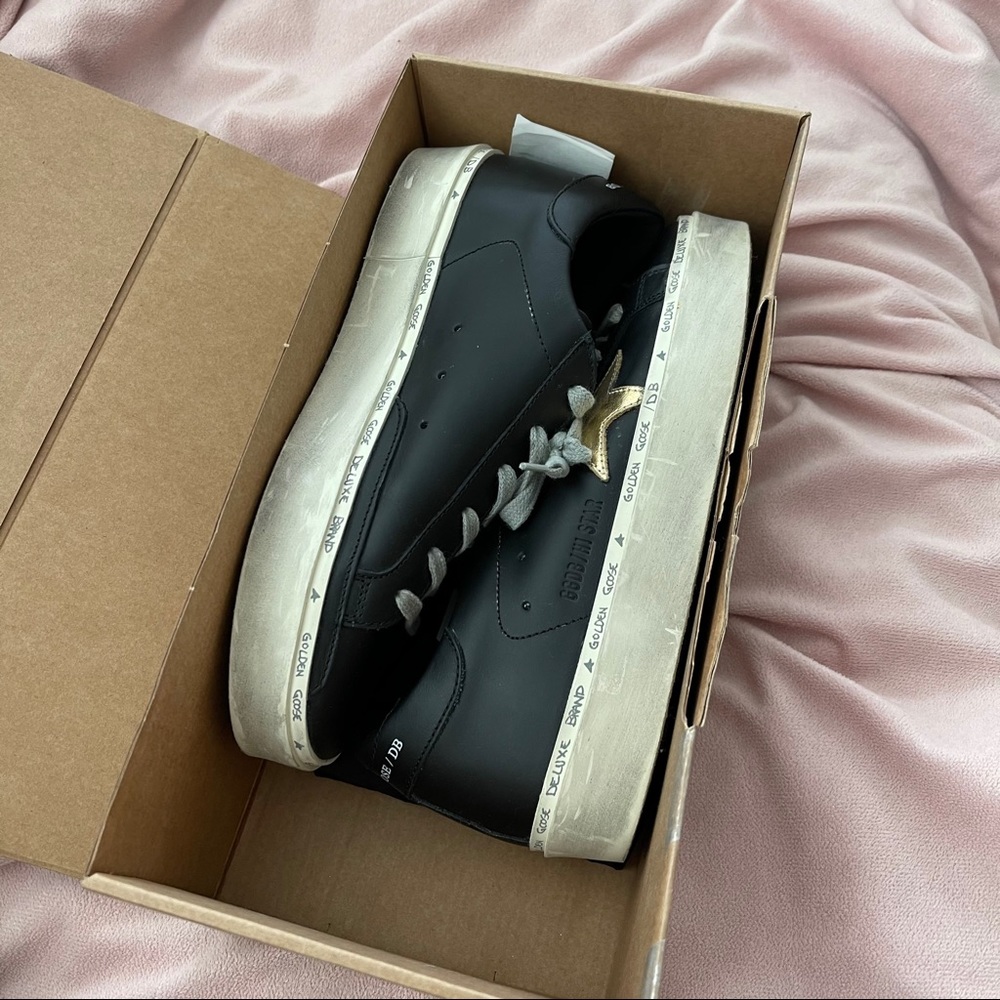 Golden Goose Black Hi Star Sneakers with Gold Star | US Size 7 - Picture 9 of 16